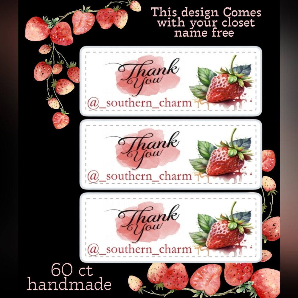 60 ct 🍓Beautiful Stickers strawberry 🍓with name